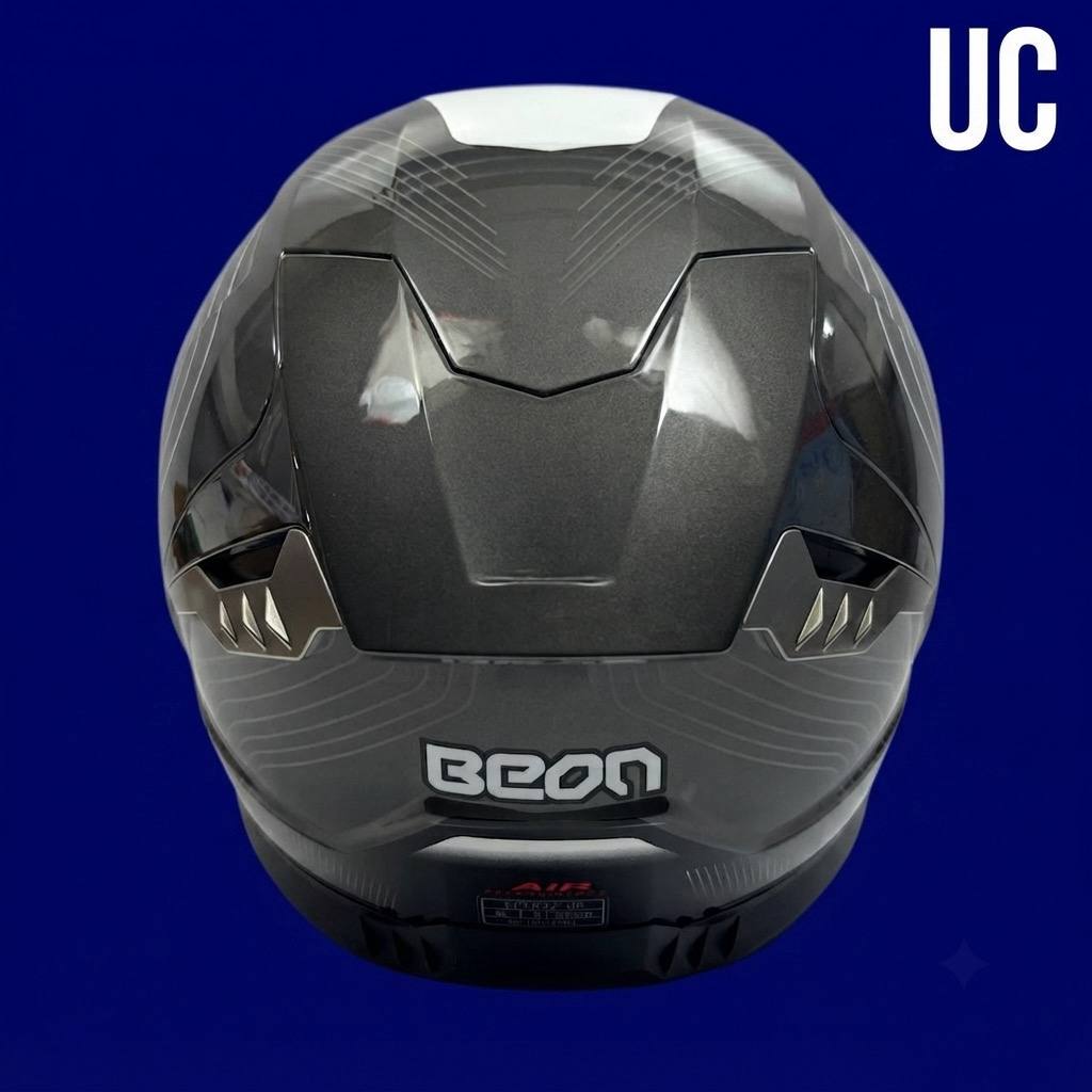 کلاه کاسکت فک ثابت بیون Beon کد 507 مشکی طوسی تصویر 4